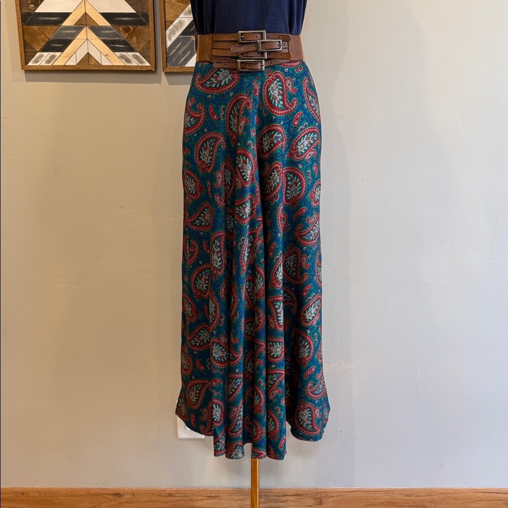 Vintage Ralph Lauren Paisley A-Line Maxi Skirt size 6 EUC - Picture 2 of 12